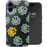 Selencia Hoesje - Geschikt voor Apple iPhone 16 - Backcover geschikt voor MagSafe - Wavy Smiley Green