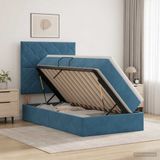 vidaXL LED-opbergbed met matras, donkerblauw, 90 x 200 cm, fluweel
