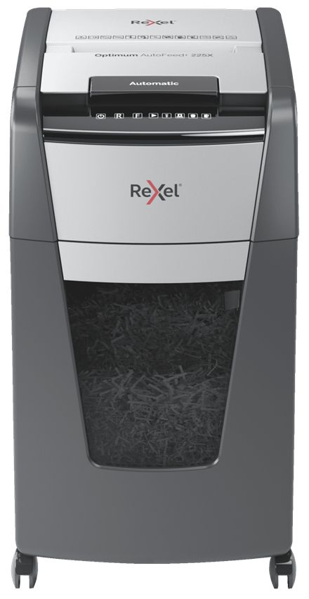 Rexel Optimum AutoFeed+ 225X Papierversnipperaar - Kruisversnippering - 225 vel - Zwart/Grijs