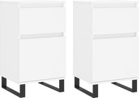 vidaXL Dressoir - 2 stuks - 40x35x70 cm - Bewerkt Hout - Wit