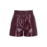 Like Flo Young imitatieleren loose fit paperbag short - donkerrood