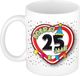 Bellatio Decorations Mok Leeftijd 25 Jaar - Hartje Verkeersbord - Multi - 300 ml