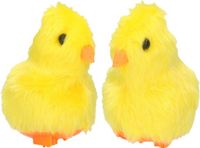 Krüger & Gregoriades Krueger & Gregoriades Im- & Export Gmbh Paas kuikentje piepend - 2x - geel - pluche - 7 cm - Pasen decoratie/speelgoed