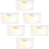 Ledvion – 6x LED Inbouwspot Rond 81x81mm – Wit – Dimbaar – Kantelbaar – GU10 – 2700K – 3W – IP20