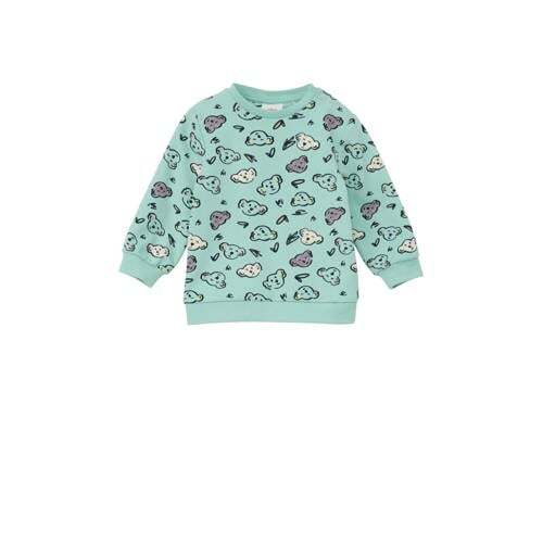 s.Oliver s.Oliver baby sweater met dierenprint turquoise