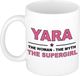 Bellatio Decorations Naam cadeau Yara - The woman, The myth the supergirl koffie mok / beker 300 ml - Oudroze