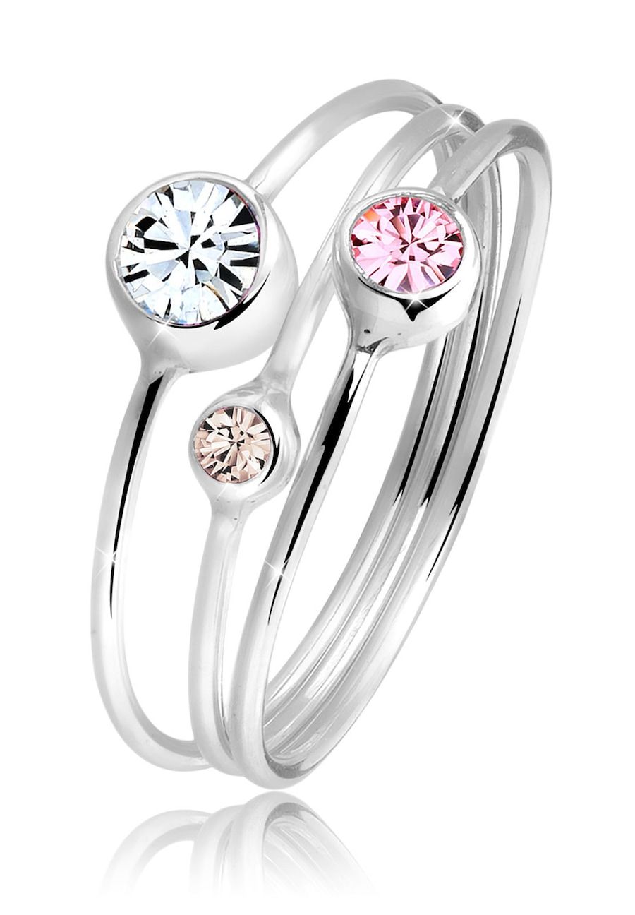 Elli Ring Dames Stapelring Set Modern met Kristallen in 925 Sterling Zilver Ringen