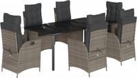 vidaXL 7-delige tuinset met kussens, polyrattan, grijs