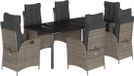 vidaXL 7-delige tuinset met kussens, polyrattan, grijs
