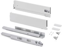 Emuca Vertex Lade met 3D-regeling, Hoogte 131mm, Diepte 550mm, Staal, Wit Gelakt
