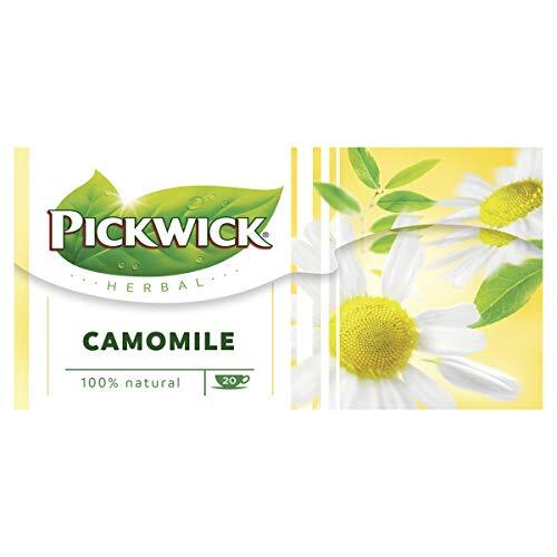 Pickwick Herbal Camomile Kruidenthee met Kamille (80 Theezakjes, 100% Natuurlijk), Cafeïnevrij, 4 x 20 Zakjes