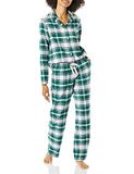 Amazon Essentials Dames Flanellen Pyjamaset met Lange Mouwen en Knopen aan de Voorkant