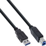 InLine USB-A naar USB-B kabel - USB3.0 - zwart - 3 meter