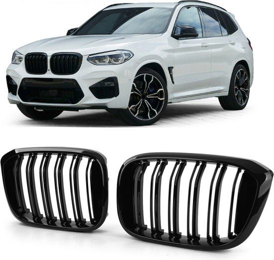 Non Merk Grill geschikt voor BMW X3 G01 / X4 G02 (vanaf 11/2017) - Glanzend Zwart - Dubbele Spijlen