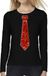 Bellatio Decorations Verkleed shirt dames - stropdas paillet rood - zwart - carnaval - longsleeve XS