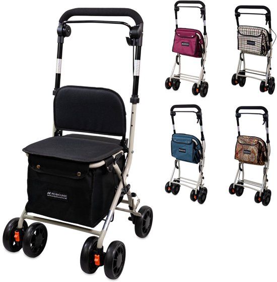 Mobiclinic Coliseo Boodschappentrolley Rollator - 4 wielen - Inklapbaar - Zwart