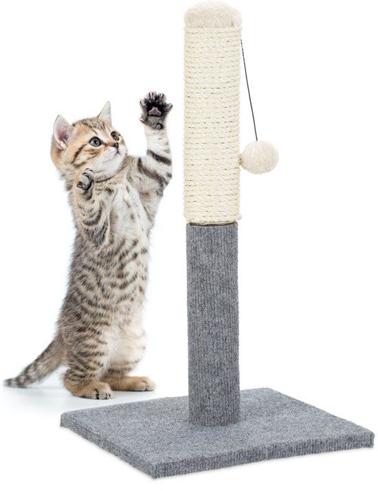 Relaxdays Krabpaal voor Katten - Grijs - Vrijstaand - Sisal - Krabmeubel