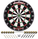 Cible de fléchettes avec pointe en acier - Jeu de cible de fléchettes - Sisal - Avec 12 fléchettes et 24 flights