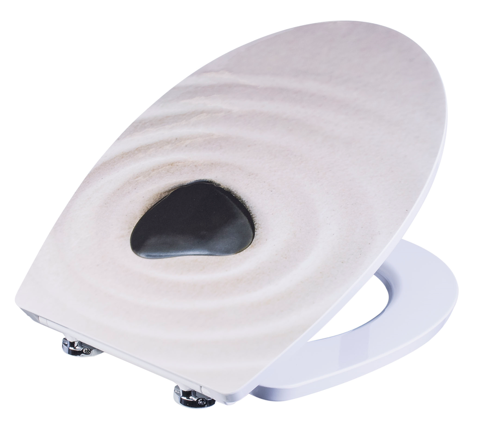 Cornat WC-bril - Buitengewone 3D-reliëfoptiek - Onderhoudsvriendelijk Duroplast - Quick up & Clean functie - automatische daling/toiletbril/wc-deksel zand hart Sand Herz