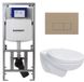 Geberit Adema Classico Toiletset - Inbouwreservoir - Toiletpot - Basic Toiletzitting - Bedieningsplaat Rechthoekige Knoppen Taupe - Blanc Brillant