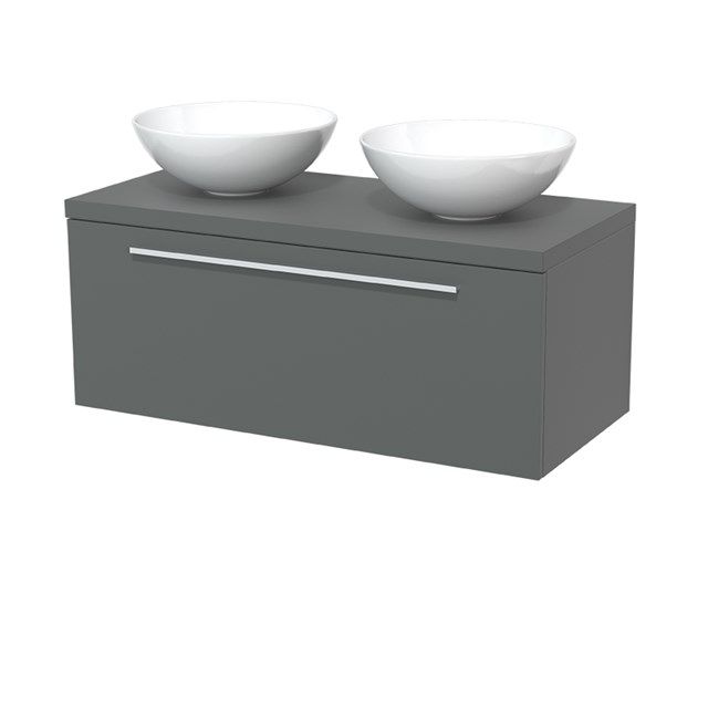 Maxaro Badkamermeubel Modulo Plato 100cm Middengrijs 1 Lade