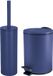 Spirella Set d'accessoires pour salle de bain/toilettes - Brosse WC et poubelle à pédale 3L - métal - bleu