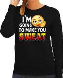 Bellatio Decorations Shoppartners Bv Funny emoticon sweater I am going to make you sweat zwart voor dames - Fun / cadeau trui S