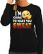 Bellatio Decorations Shoppartners Bv Funny emoticon sweater I am going to make you sweat zwart voor dames - Fun / cadeau trui S