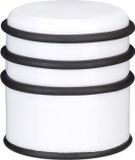 Relaxdays Deurstop met 3 rubberen ringen, zware deurbuffer, deuren & ramen, ∅ 7 cm, handig bij tocht, in het wit