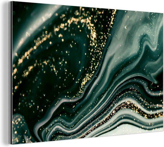 MuchoWow Aluminium Schilderij Industrieel - Marmerlook - Goud - 60x40 cm - Dibond