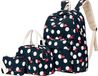 Unyqoos® Polyamide-set – set de 3 pièces résistante à l'eau et légère : sac à dos pour ordinateur portable (30x19x43 cm, convient aux ordinateurs portables jusqu'à 14 pouces), sac à lunch isotherme (28x15x17 cm), trousse (20x11 cm), avec imprimé flamant rose