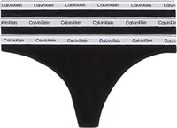 Calvin Klein Thong 3pk Dames Strings - Zwart - Maat S