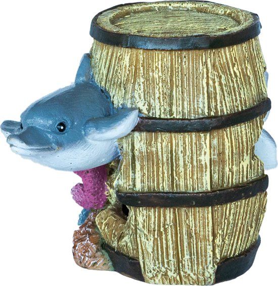 Superfish Deco Barrel Dolphin - Aquarium Ornament - Brown - 13x10x12 cm
