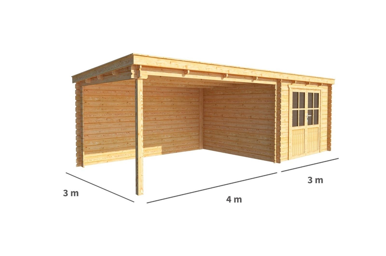 Warentuin collection Blokhut, tuinhuisje met overkapping Els-Floor 700 cm bij 300 cm diep lessenaarsdak 3