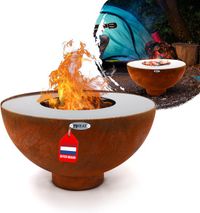HEAT OUTDOOR LIVING HEAT Gystad Vuurkorf met Plancha - BBQ Grill - Ø 60 cm - Staal - Zwart