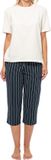Schiesser Dames pyjama Cotton blauw gestreept / creme