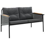 vidaXL Tuinbank met kussens 116 cm staal zwart