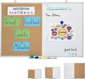 Relaxdays combibord 2 in 1 - 60 x 90 cm - prikbord en whiteboard - magneetbord - met bakje