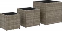 vidaXL Plantenbakken 3 st poly rattan grijs