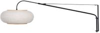 Steinhauer Wandlamp Silva Alba 4626ZW zwart met linnen kap Ø60 cm, uitschuifbaar en draaibaar armatuur