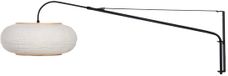 Steinhauer Wandlamp Silva Alba 4626ZW zwart met linnen kap Ø60 cm, uitschuifbaar en draaibaar armatuur
