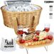 Hap Tim Set de panier de pique-nique en rotin pour 4 personnes avec mini table de pique-nique à vin pliable et grand sac isotherme et service de couverts pour 4 personnes