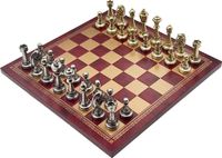 pièces d'échecs italiennes, modèle Staunton, plus échiquier en similicuir, or/bordeaux, taille 33