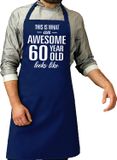 Bellatio Decorations Cadeau schort voor heren - awesome 60 year - kobalt