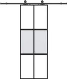 vidaXL Schuifdeur met beslagset, 76x205 cm, gehard glas, zwart