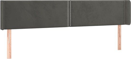 vidaXL Hoofdbord met randen fluweel donkergrijs 163x16x78/88 cm