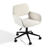 39F FURNITURE DREAM Scandinavische bureaustoel van beige stof, draaibaar, in hoogte verstelbaar en 5 rollen voor kinderen die thuis werken, 56,5 x 57,5 x 75 – 85 cm