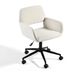 39F FURNITURE DREAM Scandinavische bureaustoel van beige stof, draaibaar, in hoogte verstelbaar en 5 rollen voor kinderen die thuis werken, 56,5 x 57,5 x 75 – 85 cm