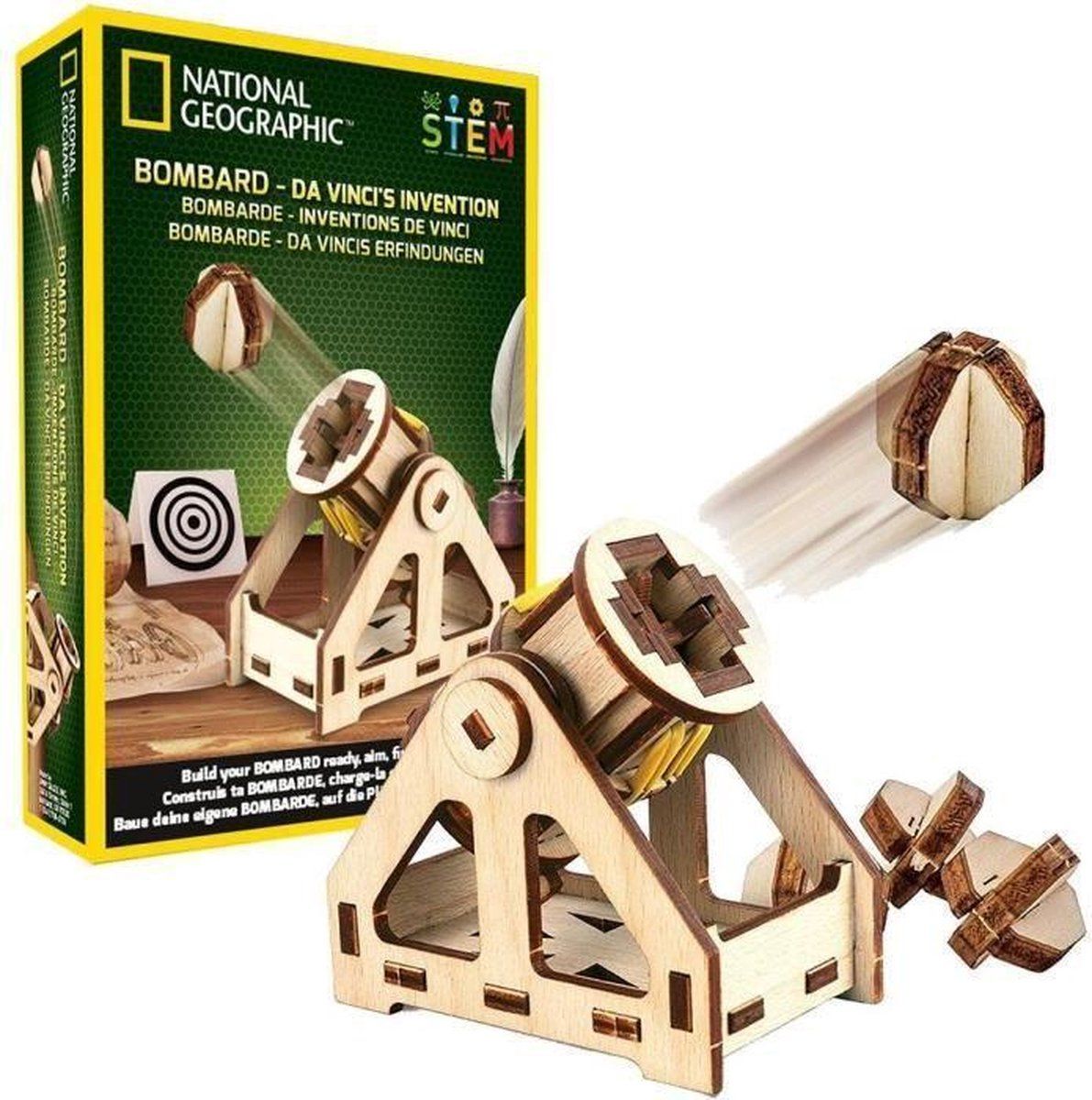 BANALINE NATIONALE GEOGRAFIE - Da Vinci Uitvindingen - kit om een gereedschapsloos houten bombardement te bouwen
