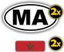JERMA allerhandestickers Jerma - MA - Marokko vlag - Auto - Sticker - 2x ovaal 13x7 cm - 2st 7x2.5 cm - Vinyl - zelfklevend